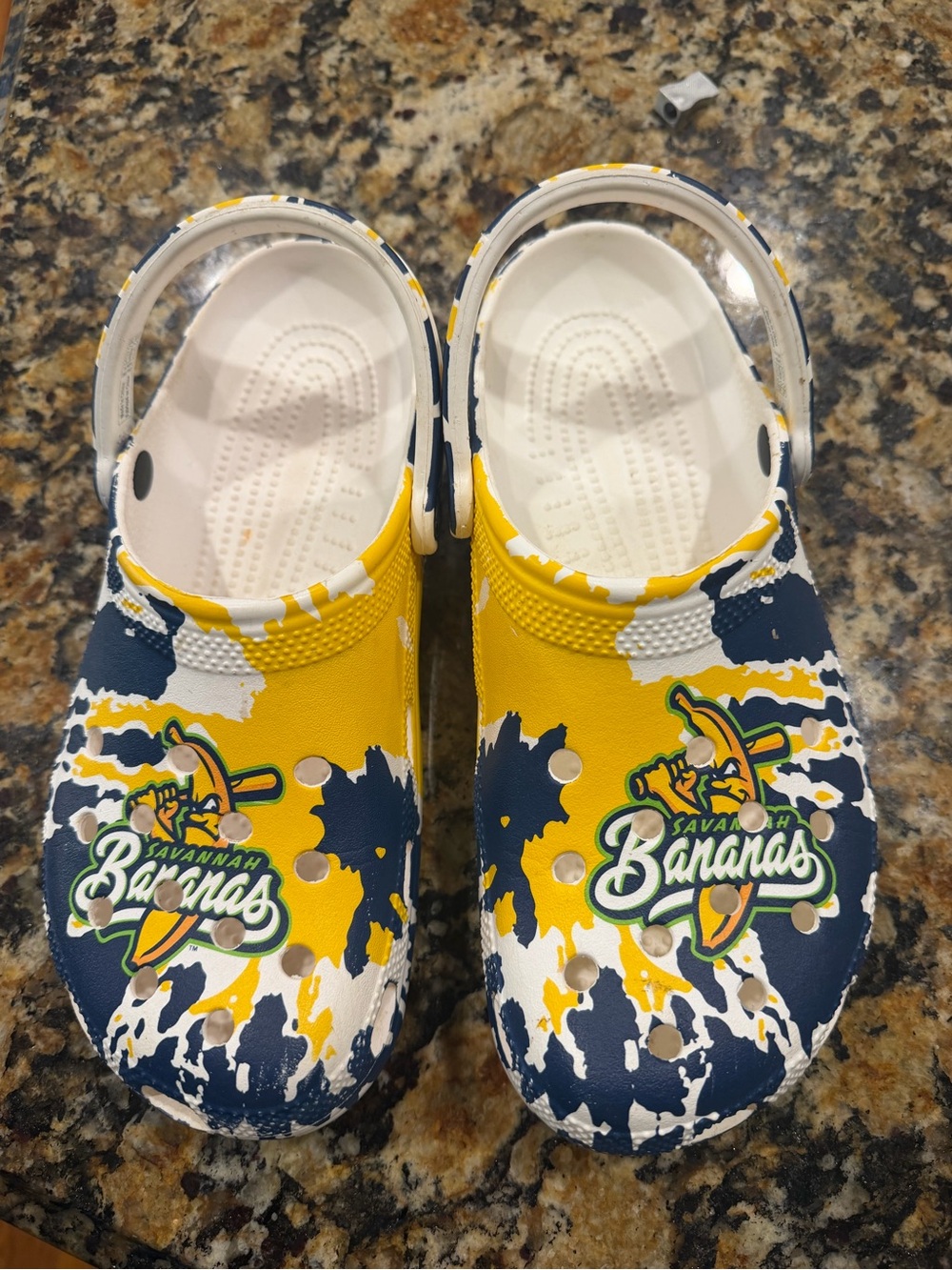 Unisex Savannah Bananas Yellow & Navy Clog Sandals mens 9 women 11
